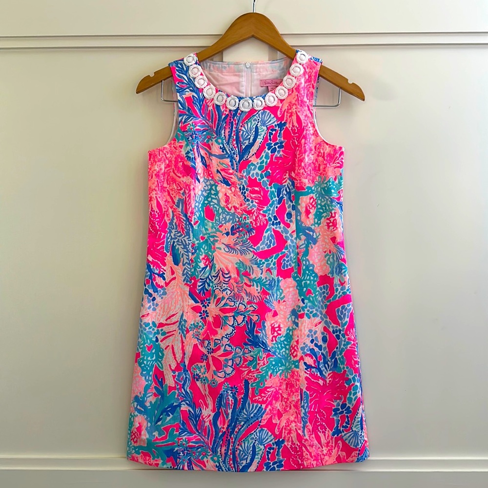 Lilly Pulitzer Mini Mila shift dress with lining. Light Pasha Pink.